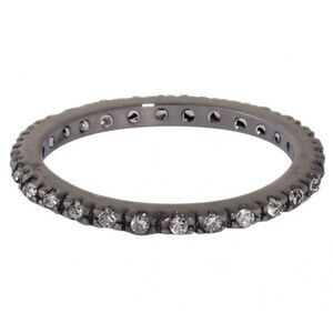 NWOT New Lisa Freede Laser Cut Eternity Gunmetal Band Ring w/Rhinestones Sz 6